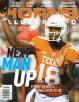 Tyrone Swoopes throwing the ball on the cover or the October 2014 Horns Illustrated