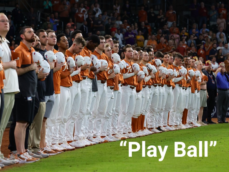 Texas Baseball lined up for National Anthem